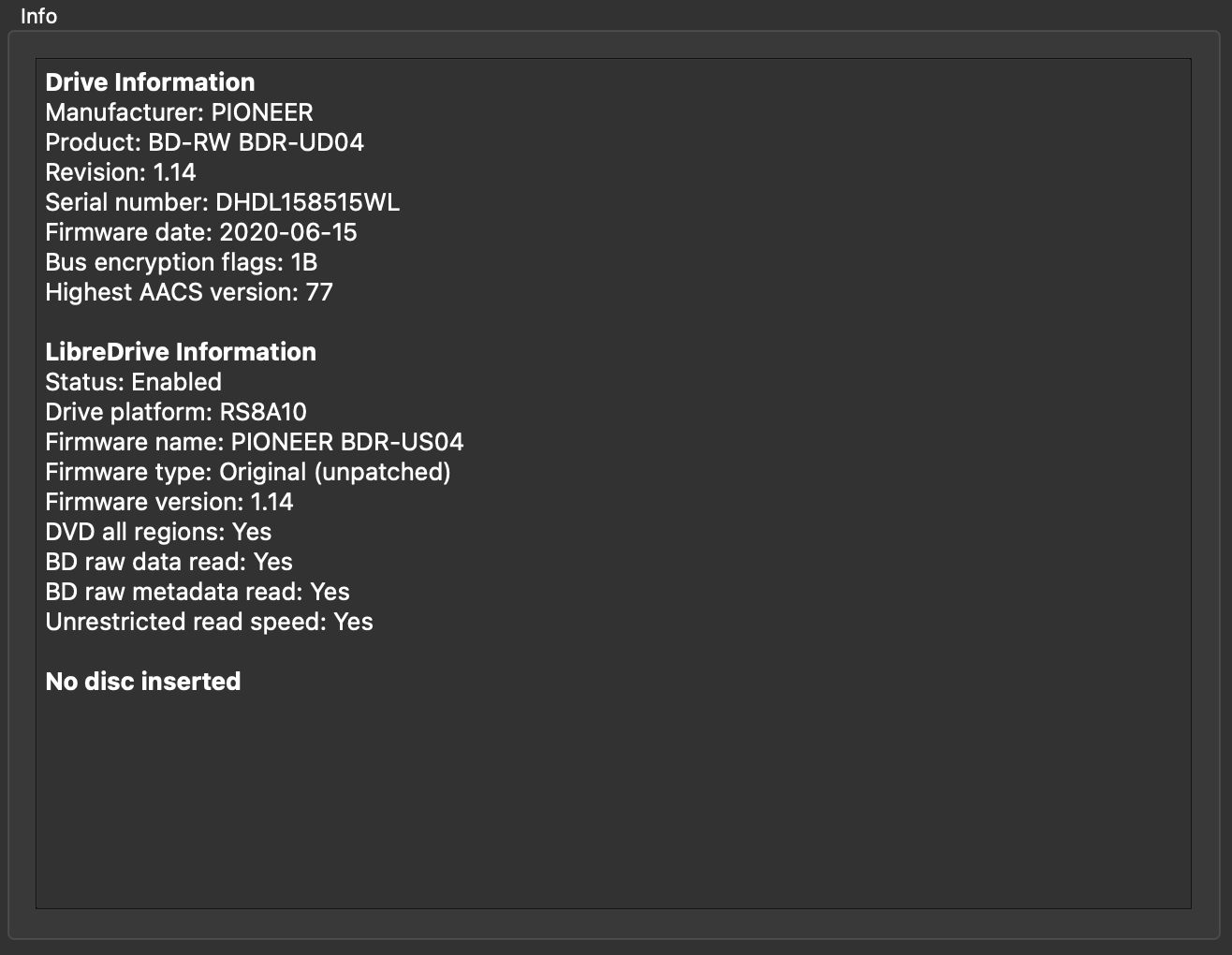 Verbatim 43888 4K UHD Blu-ray Burner External Drive BDR-UD04 Pioneer Original UNPATCHED FIRMWARE