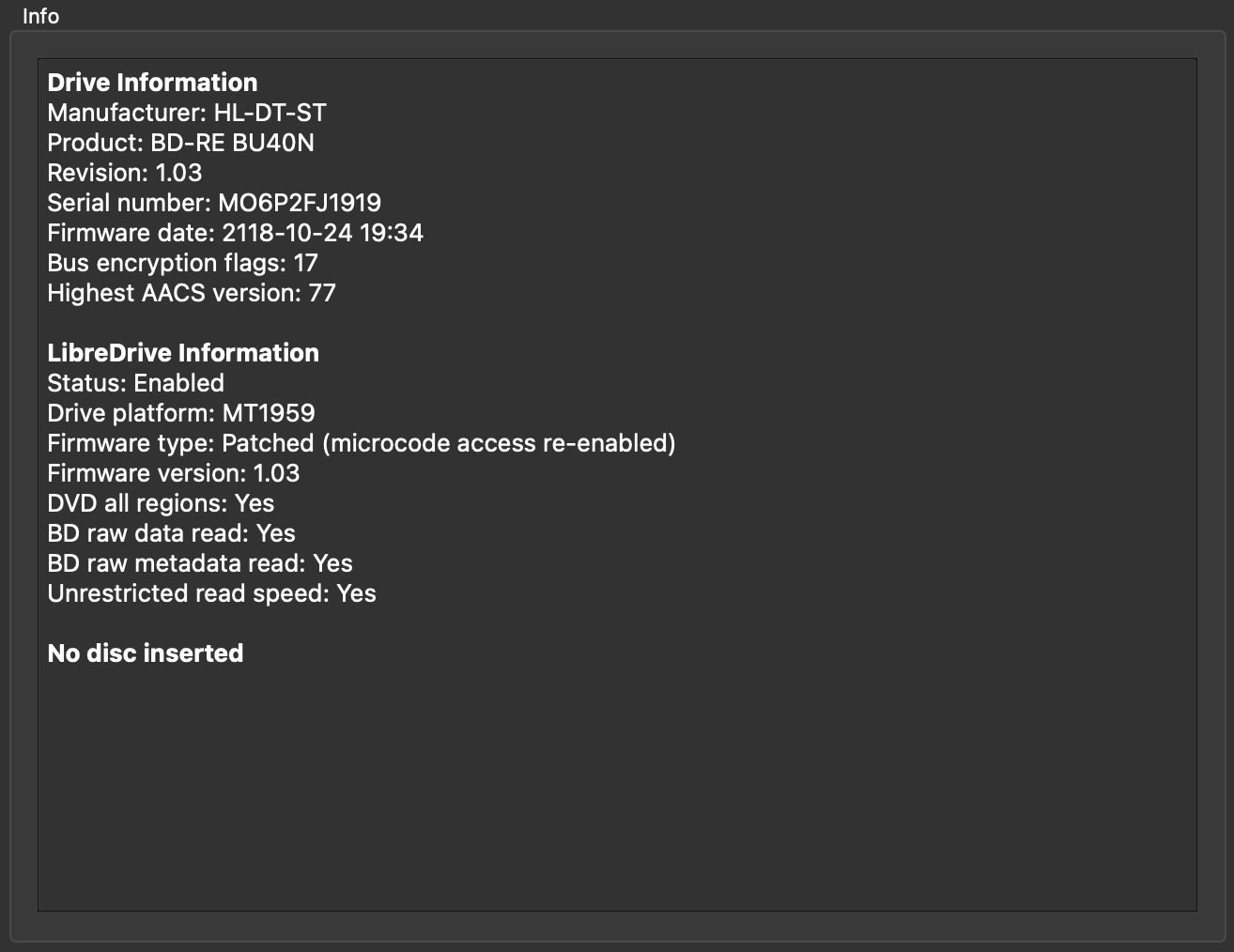 Verbatim 43888 4K UHD Blu-ray Burner External Drive BD-RE BU40N LG FLASHED FIRMWARE