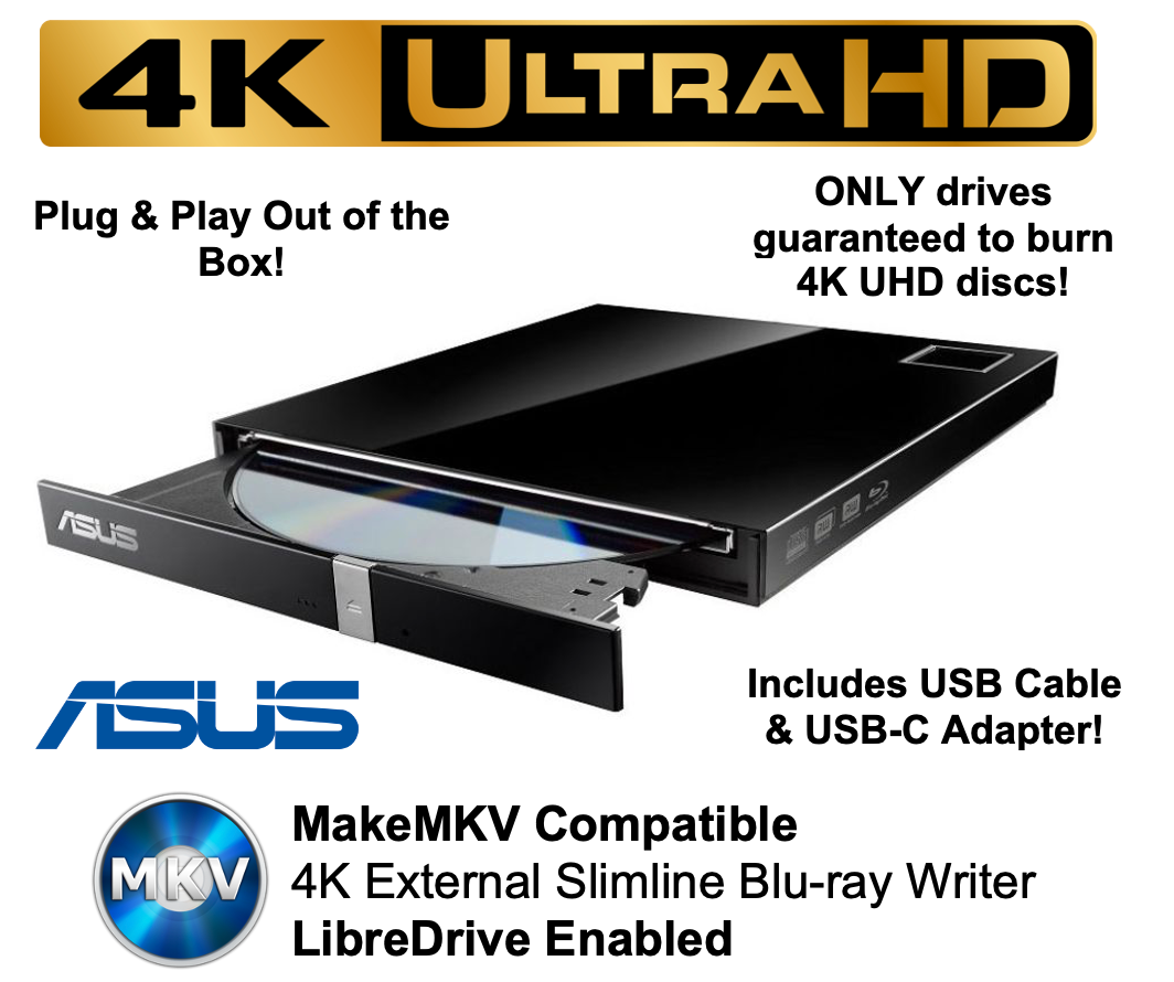 ASUS SBW-06D2X-U External 4K UHD Blu-ray Burner FLASHED FIRMWARE